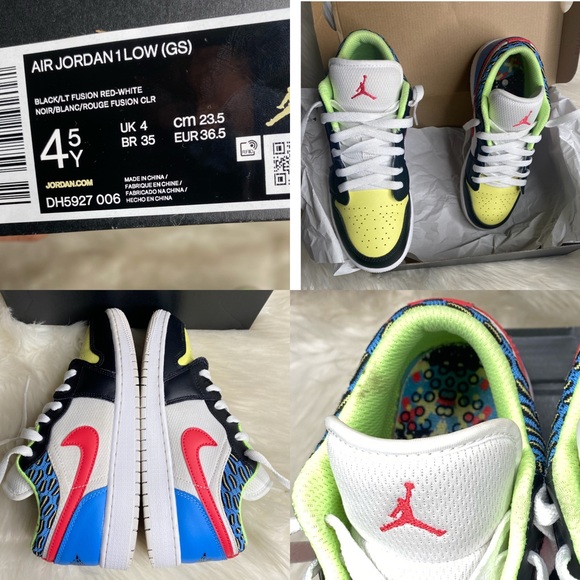 Air Jordan 1 Low GS "White Mesh / Multicolor - Picture 2 of 11